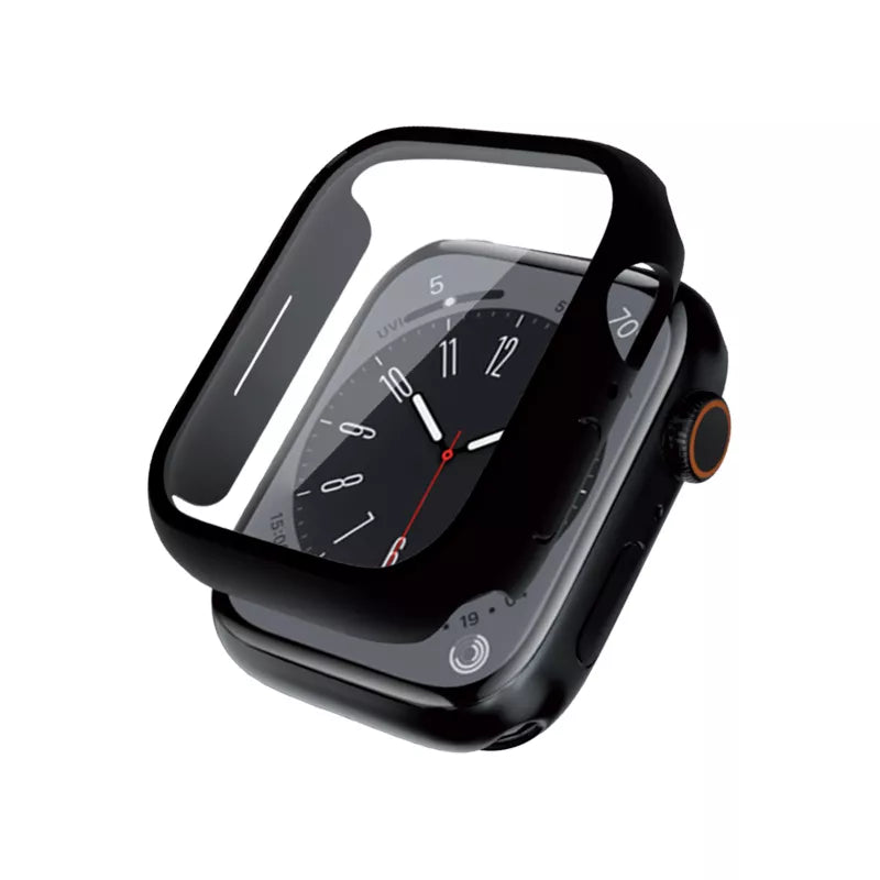 Crong Hybrid laikrodžio dėklas – dėklas su stiklu, skirtas „Apple Watch“ 41 mm (juodas)