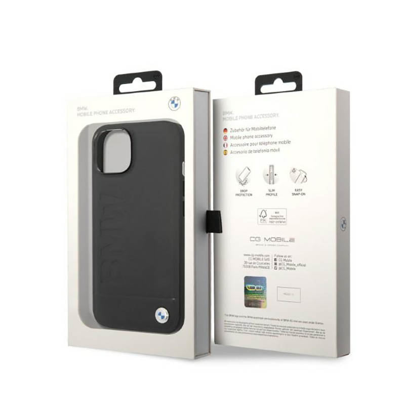 BMW Signature Logo Imprint MagSafe – dėklas, skirtas iPhone 14 Plus (Juodas)