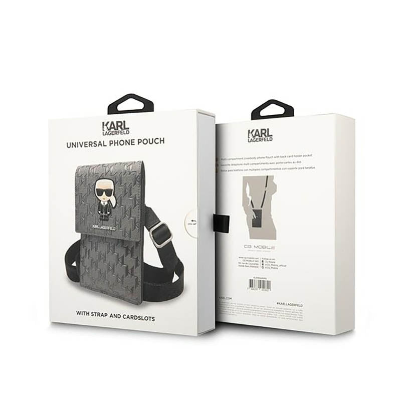 Karl Lagerfeld Monogram Ikonik Patch Piniginė Telefono Dėklas - Telefono ir aksesuarų dėklas (Sidabro spalva)