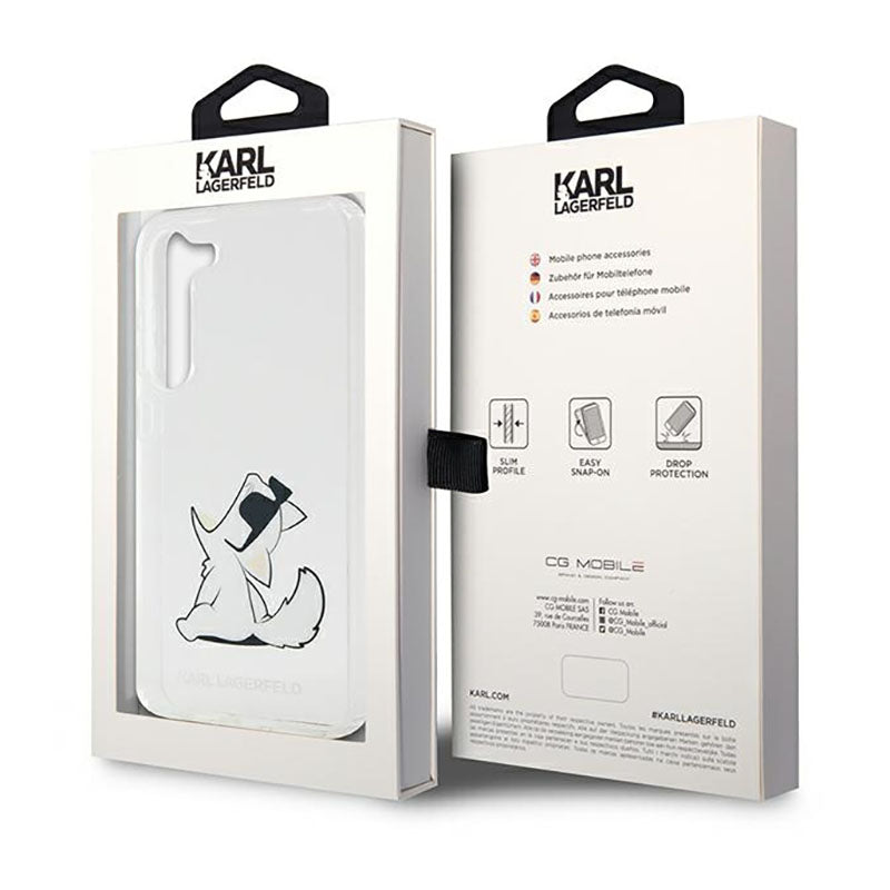 Karl Lagerfeld Choupette Fun – dėklas, skirtas Samsung Galaxy S23+ (skaidrus)
