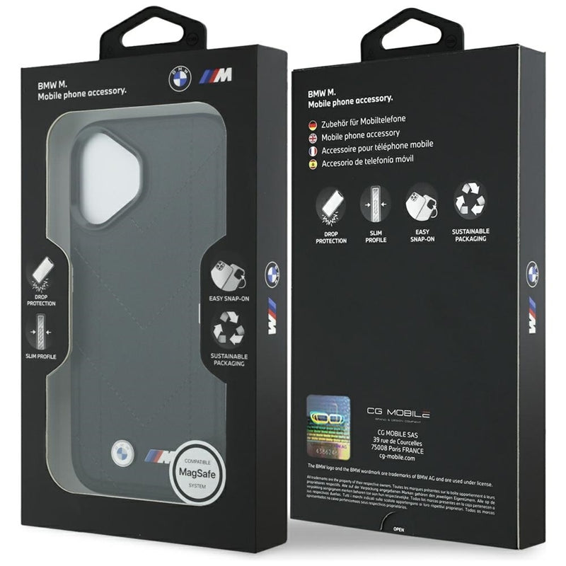 BMW M Dyjuotas logotipas MagSafe - iPhone 17 dėklas (juodas)