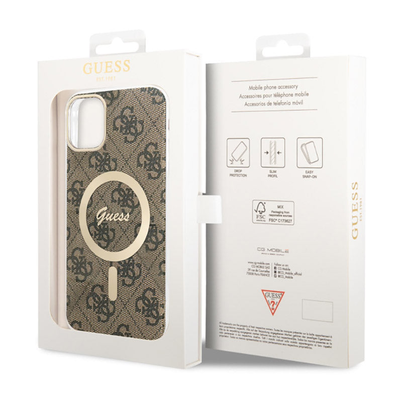 Guess 4G MagSafe – dėklas, skirtas „iPhone 11“ (rudas)