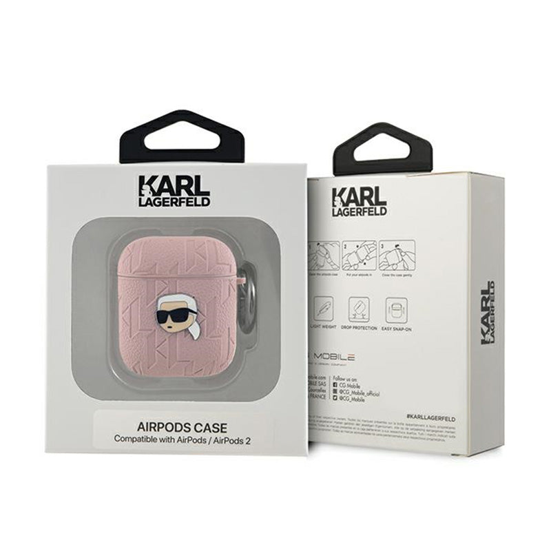 Karl Lagerfeld Monogram Karl Head - AirPods 1/2 gen dėklas (rožinis)