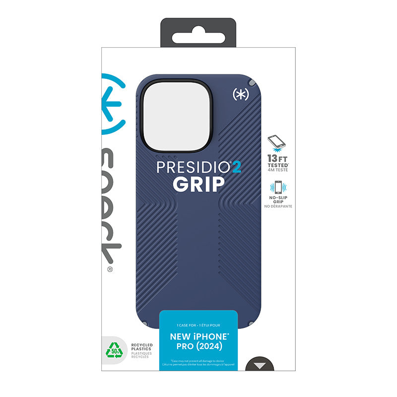 Speck Presidio2 Grip – „iPhone 16 Pro“ dėklas (Coastal Blue / Dust Gray / White)