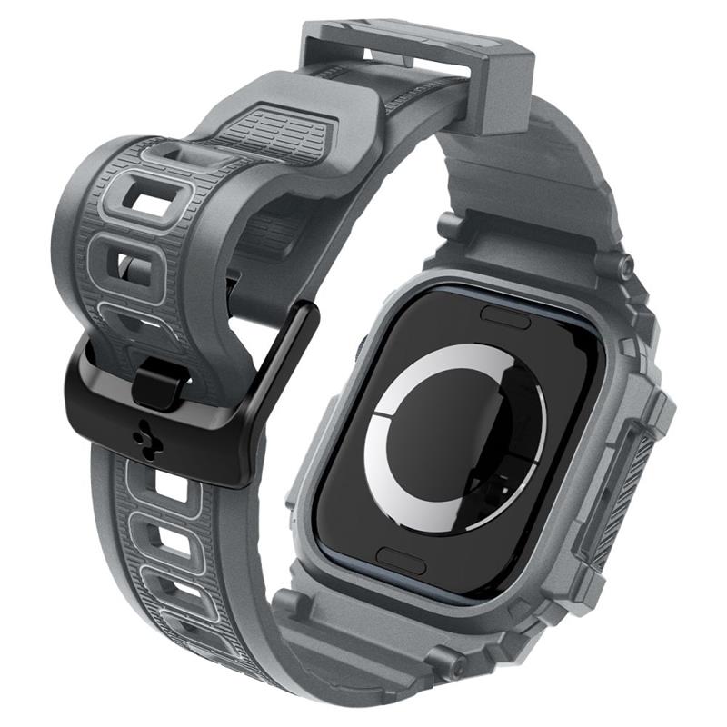 Spigen Rugged Armor Pro – dirželis su dėklu, skirtas „Apple Watch 10“ 46 mm (tamsiai pilka)