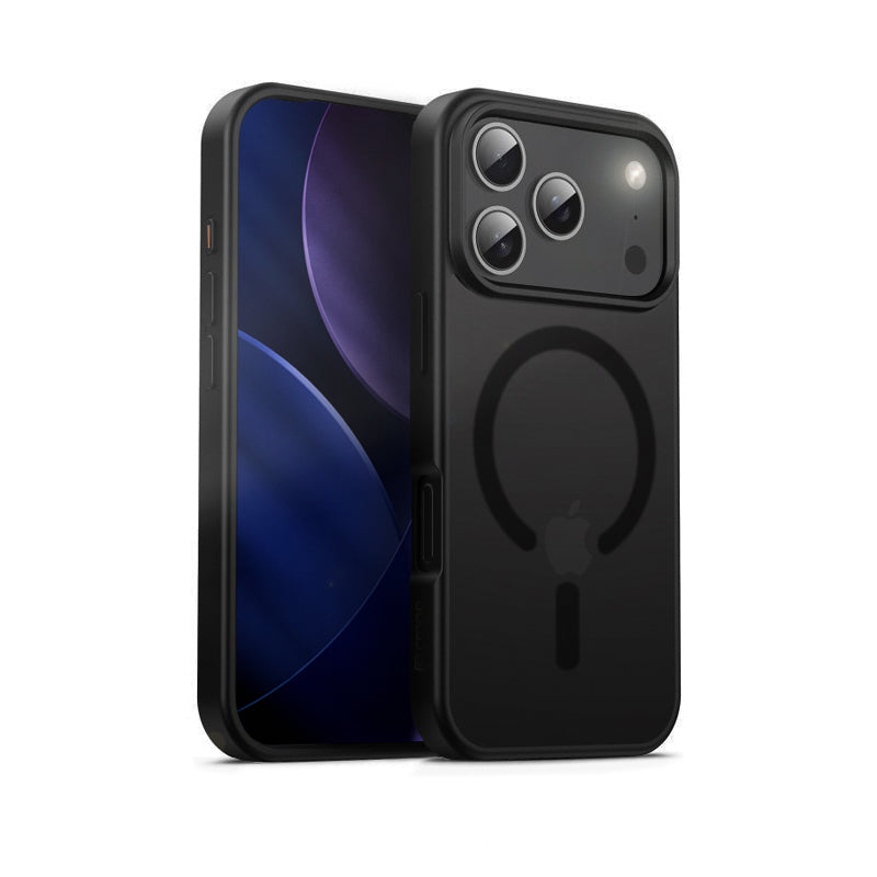 Crong Hybrid Frost MAG dėklas – MagSafe iPhone 17 Pro dėklas (juodas)