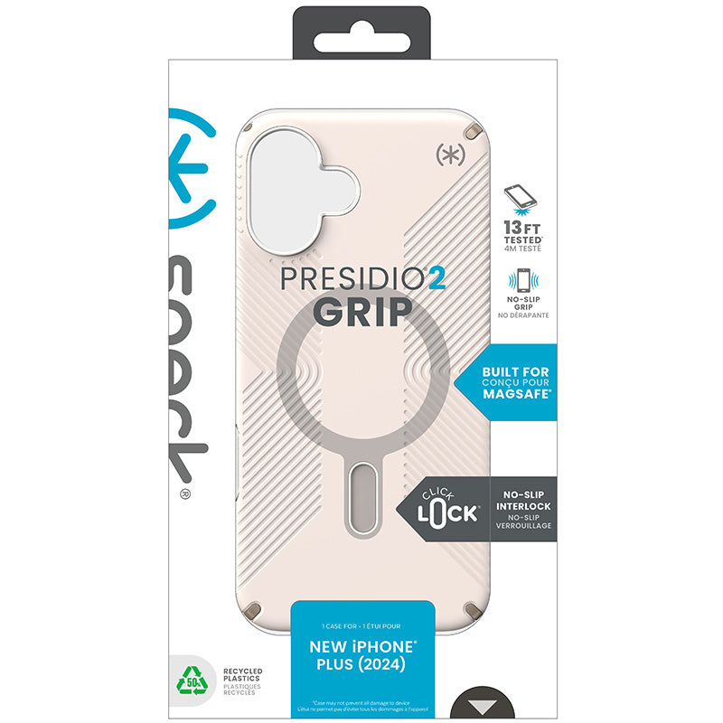 Speck Presidio2 Grip ClickLock & MagSafe – iPhone 16 Plus dėklas (Bleached Bone / Heirloom Gold / Hazel Brown)