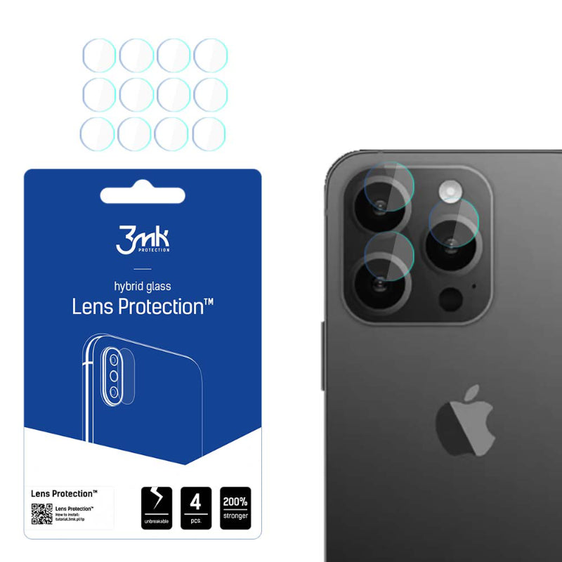 3mk lęšių apsauga – kameros lęšio stiklas, skirtas „iPhone 15 Pro“ (4 rinkiniai)