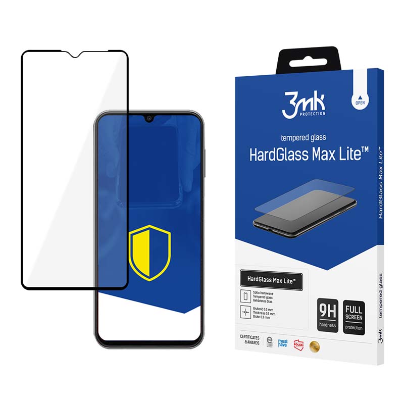3mk HardGlass Max Lite – Apsauginis grūdintas stiklas skirtas Samsung Galaxy A14 (juodas)