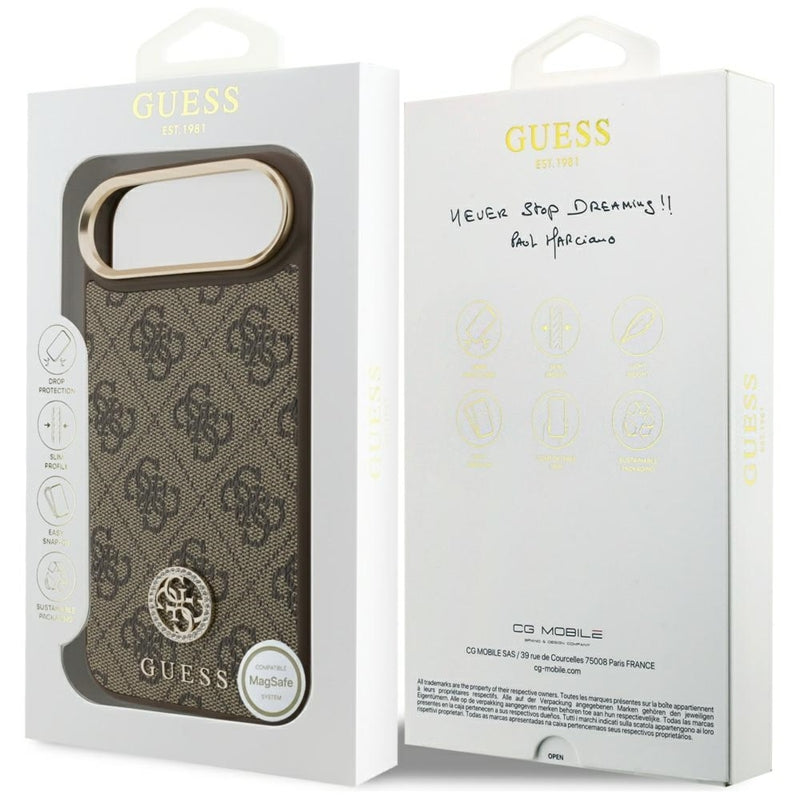 Guess 4G Cirkonio Logotipas MagSafe Dėklas iPhone Air (Rudos)