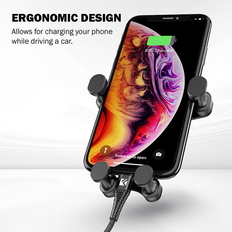 Crong Gravity Automatinio Fiksavimo Automobilinis Laikiklis – Gravity automobilinis laikiklis 4,7–6,5 colių telefonams (juodas)