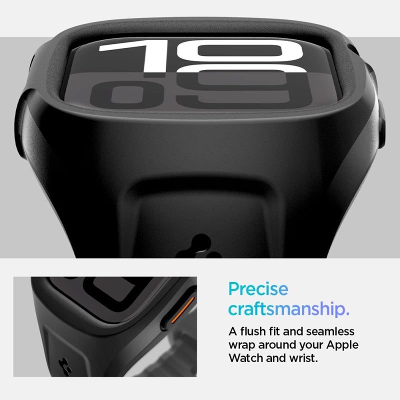 Spigen Liquid Air Pro – dirželis su dėklu, skirtu Apple Watch 10 46 mm (matinė juoda)