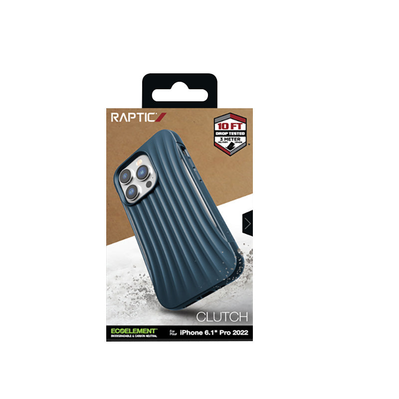 X-Doria Raptic Clutch – biologiškai skaidomas dėklas, skirtas „iPhone 14 Pro“ (patikrintas 3 m kritimas) (mėlynas)