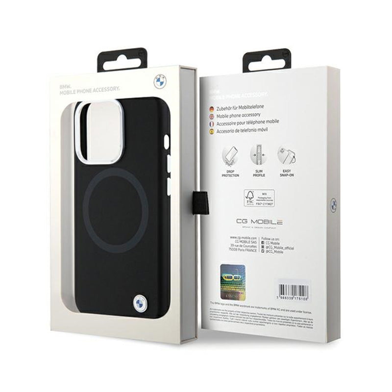 BMW Signature Liquid Silicone MagSafe – dėklas, skirtas iPhone 15 Pro Max (juoda)