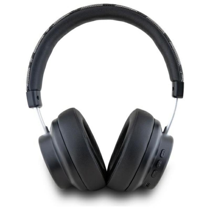 DKNY languota raštas - belaidės ant ausų dedamos „Bluetooth“ ausinės V5.3 (juodos)