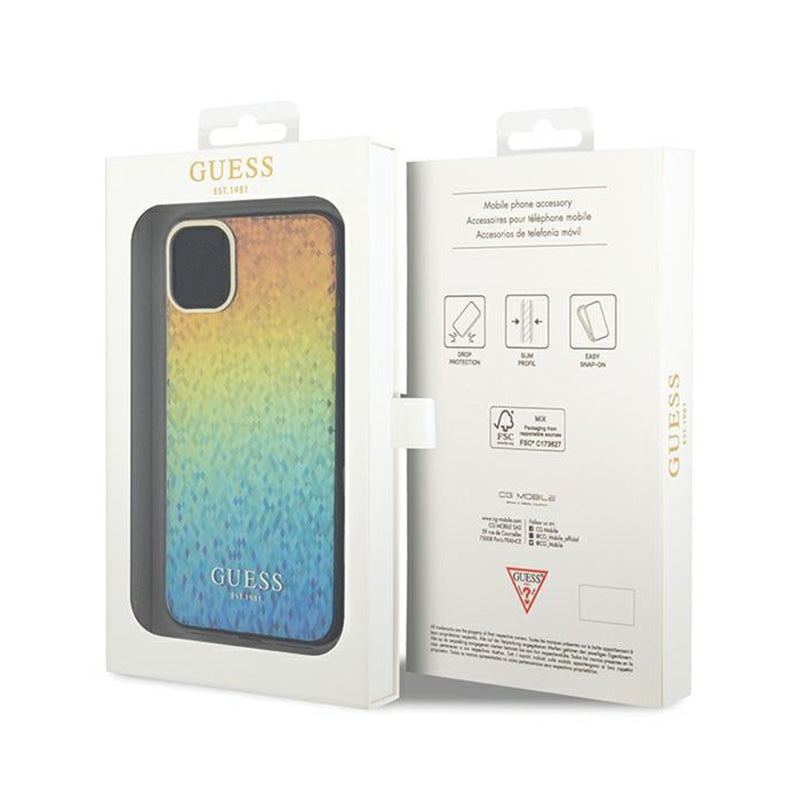 Guess IML Faceted Mirror Disco Vaivorykštinis – „iPhone 11“ dėklas (vaivorykštinis)