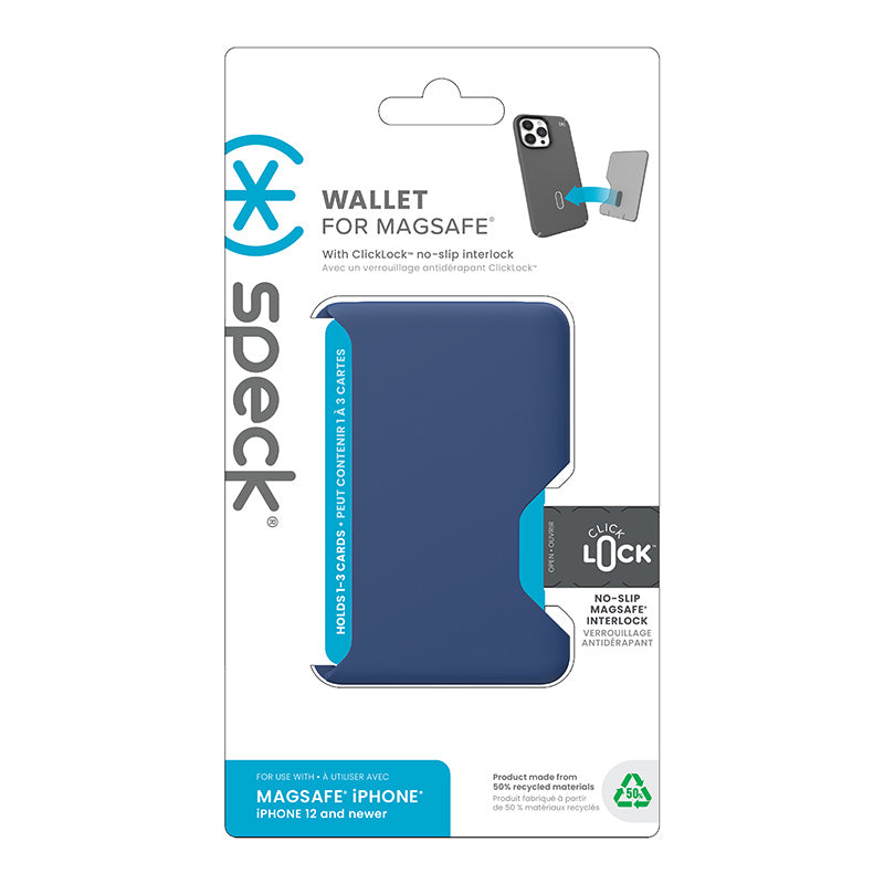 Speck ClickLock Wallet su MagSafe – Magnetinis MagSafe dėklas (Coastal Blue)