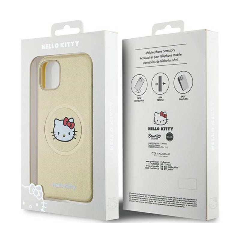 „Hello Kitty“ odinė „Kitty“ galvutės „MagSafe“ – „iPhone 11“ dėklas (aukso spalvos)