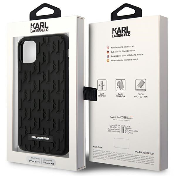 Karl Lagerfeld Monogram 3D raštas – dėklas iPhone 11 (juodas)
