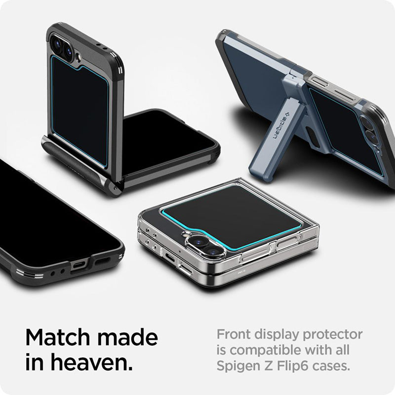 Spigen Glas.TR EZ Fit 2-Pack - Apsauginis grūdintas stiklas, skirtas Samsung Galaxy Z Flip 6 / 7 FE (2 vnt.)