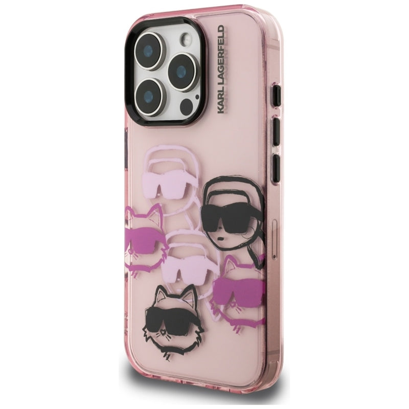 Karl Lagerfeld IML Multi K&C Galvų Raštas - Dėklas iPhone 16 Pro Max (rožinis)