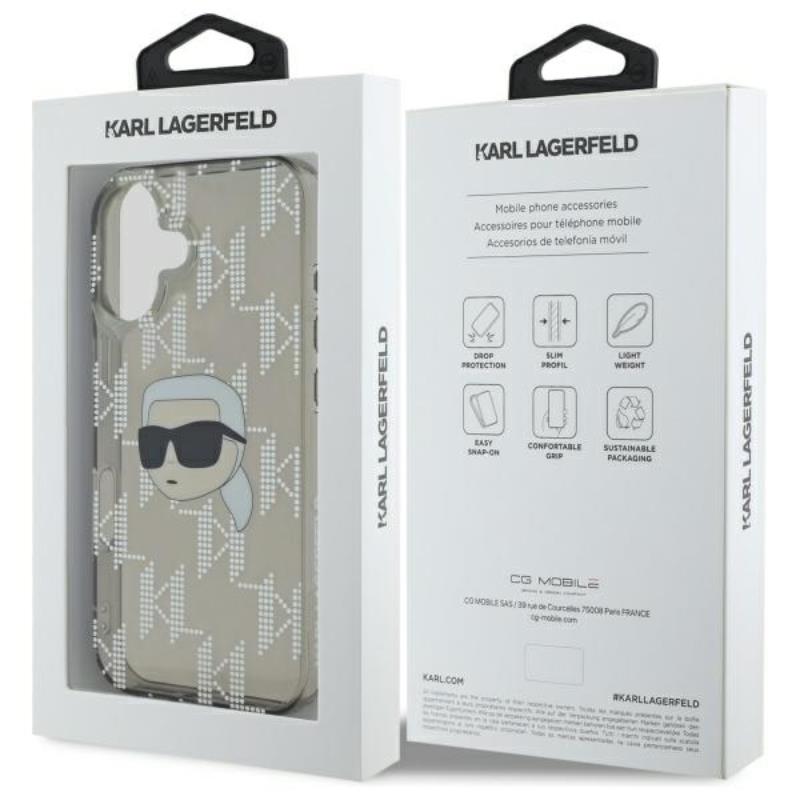 Karl Lagerfeld IML Karl Head Electroplated – dėklas, skirtas „iPhone 16“ (juodas)