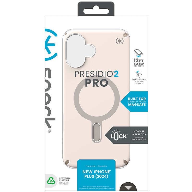 Speck Presidio2 Pro ClickLock & MagSafe dėklas – iPhone 16 Plus (Bleached Bone / Heirloom Gold / Hazel Brown)