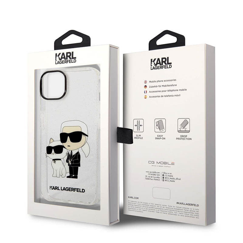 Karl Lagerfeld IML blizgantis NFT Karl & Choupette – dėklas, skirtas iPhone 14 Plus (skaidrus)