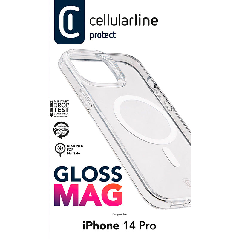 Cellularline Gloss Mag – iPhone 14 Pro MagSafe dėklas (Skaidrus)