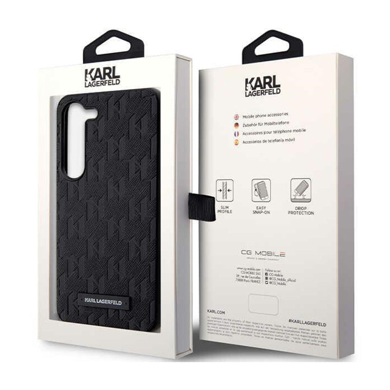 Karl Lagerfeld Saffiano Monogram Metal Logo – Dėklas Samsung Galaxy S24 (juodas)