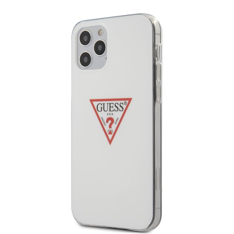 Guess Triangle Logo – dėklas, skirtas „iPhone 12“ / „iPhone 12 Pro“ (baltas)