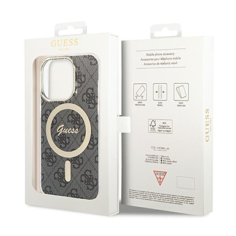 Guess 4G MagSafe – dėklas, skirtas iPhone 15 Pro (juodas)
