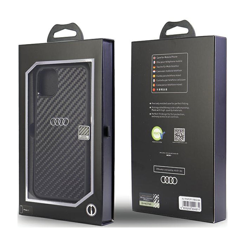 Audi anglies pluošto dėklas, skirtas iPhone 11 (juodas)