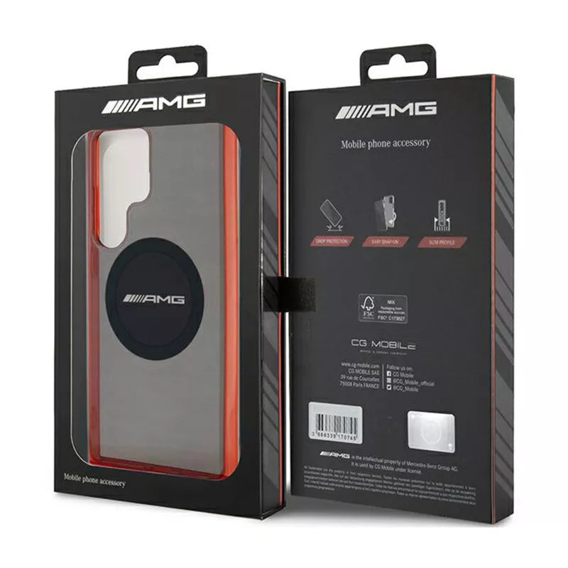 AMG skaidrus dviejų spalvų MagSafe – dėklas, skirtas Samsung Galaxy S24 Ultra (juodas)