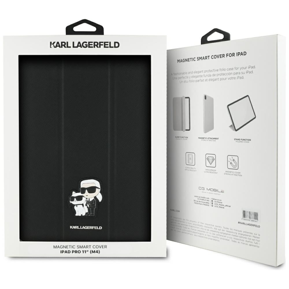 Karl Lagerfeld Book Cover Saffiano Magnetic Karl & Choupette - Dėklas iPad Pro 11" M4 (2024) (juodas)