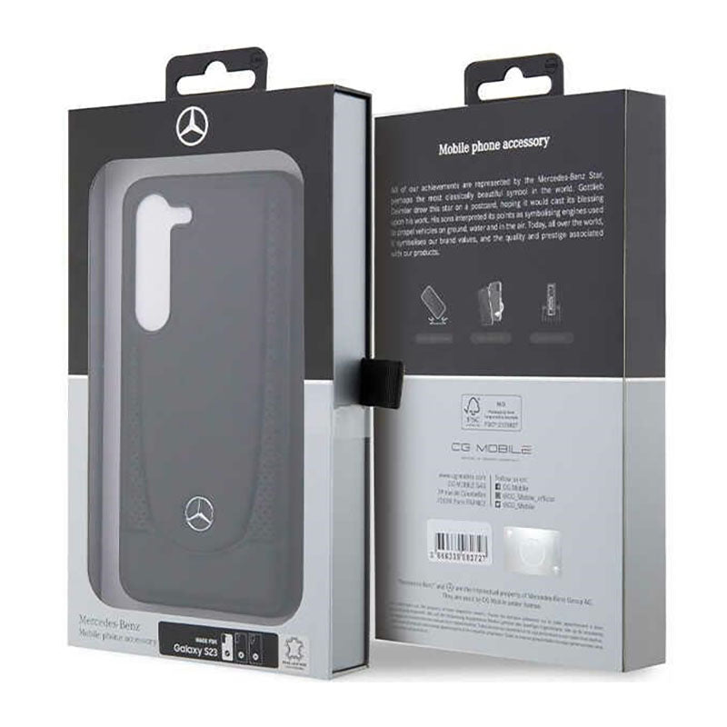 Mercedes Leather Urban Line – dėklas, skirtas Samsung Galaxy S23 (juodas)