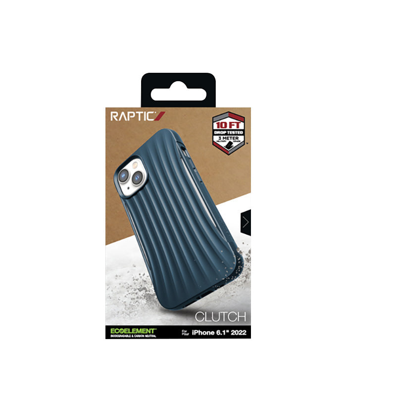 X-Doria Raptic Clutch – Biologiškai skaidrus dėklas, skirtas iPhone 14 (bandytas nukritus iš 3m) (Mėlynas)