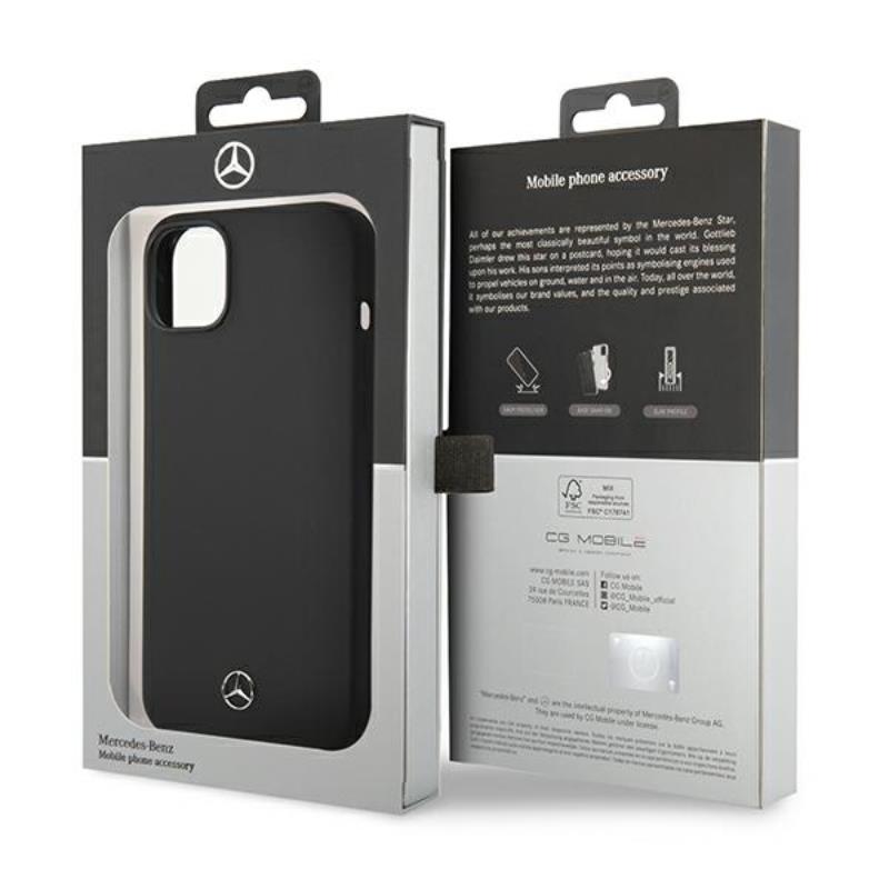 Mercedes Silicone Line MagSafe – Dėklas, skirtas iPhone 14 Plus (juodas)