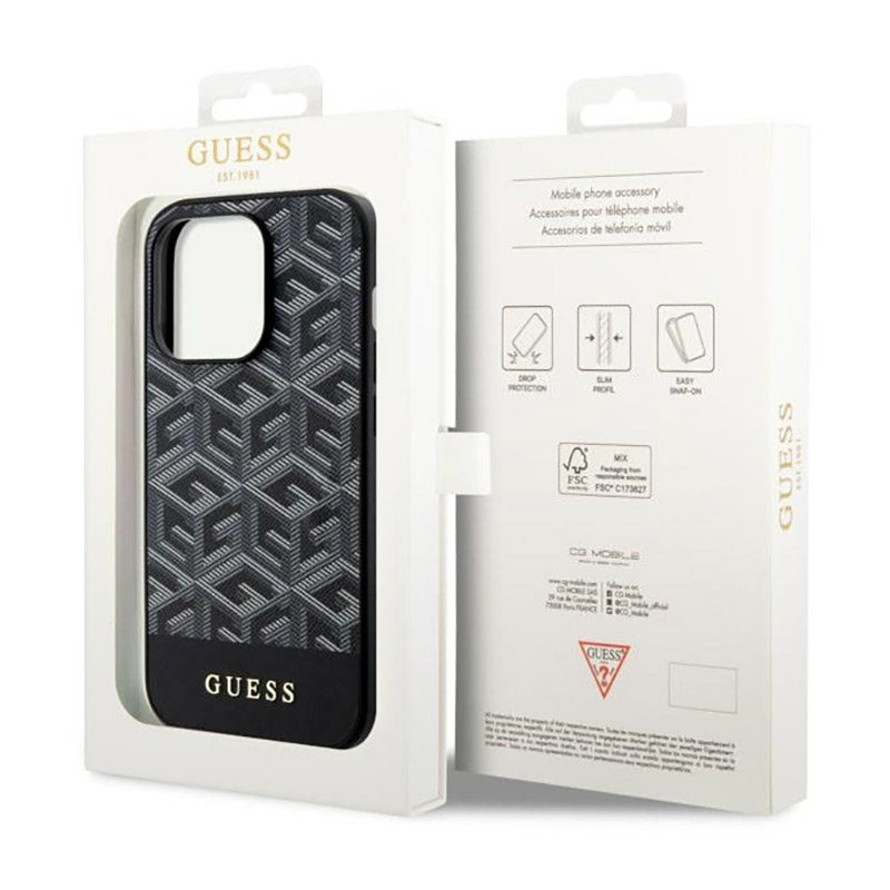 Guess GCube Stripes MagSafe – dėklas iPhone 14 Pro (juodas)