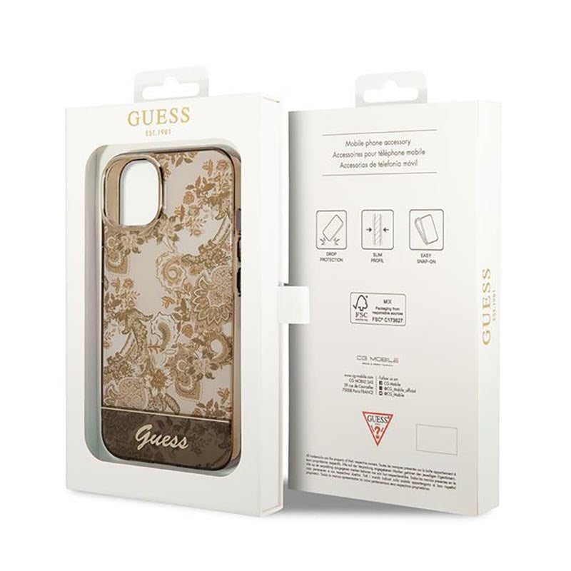 Guess Porcelain Collection – iPhone 14 Plus dėklas (Ochre)