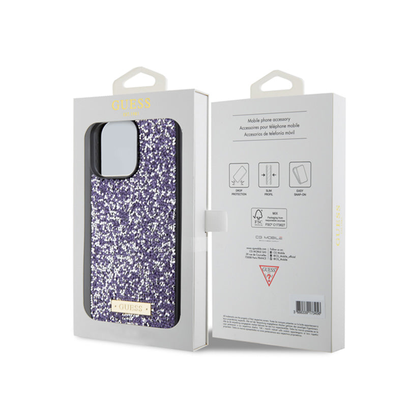Guess Rhinestone Metal Logo – dėklas, skirtas iPhone 15 Pro Max (rožinis)