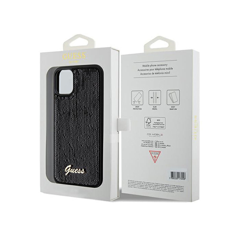 Guess Sequin Script Metal – dėklas, skirtas iPhone 11 (juodas)