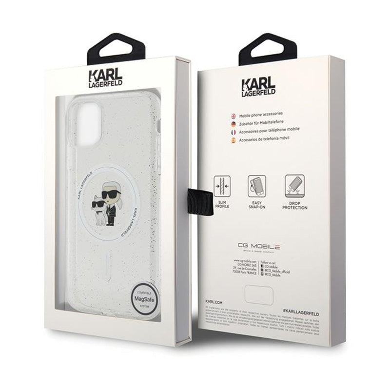 Karl Lagerfeld Karl & Choupette Glitter MagSafe – iPhone 11 dėklas (permatomas)