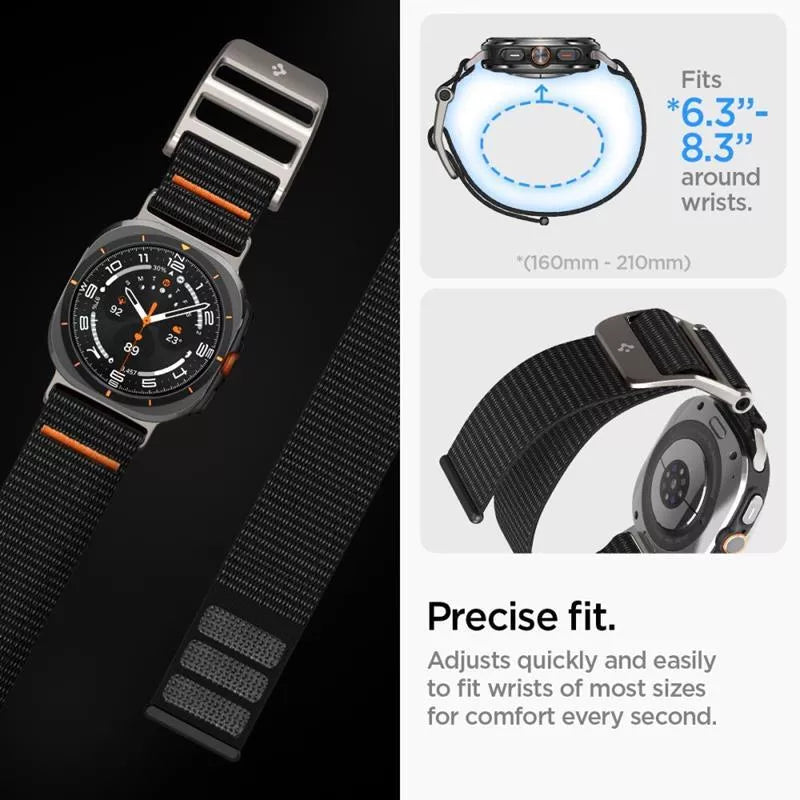 Spigen DuraPro Flex – Dirželis, skirtas Samsung Galaxy Watch Ultra 47 mm (2025/2024) (Juodas)