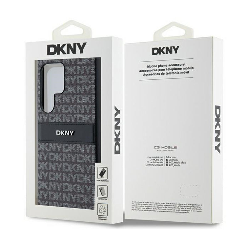 DKNY odininė „Mono Stripe“ ir metalinio logotipo – „Samsung Galaxy S24 Ultra“ dėklas (juodas)