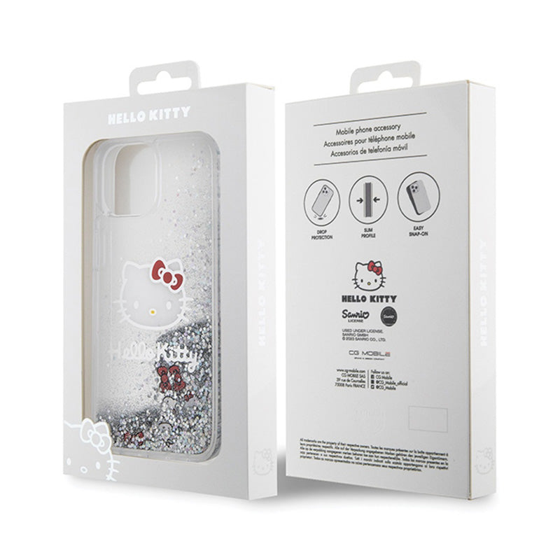 Hello Kitty skystantys blizgučiai pakabukai Kitty Head – iPhone 14 dėklas (sidabrinis)