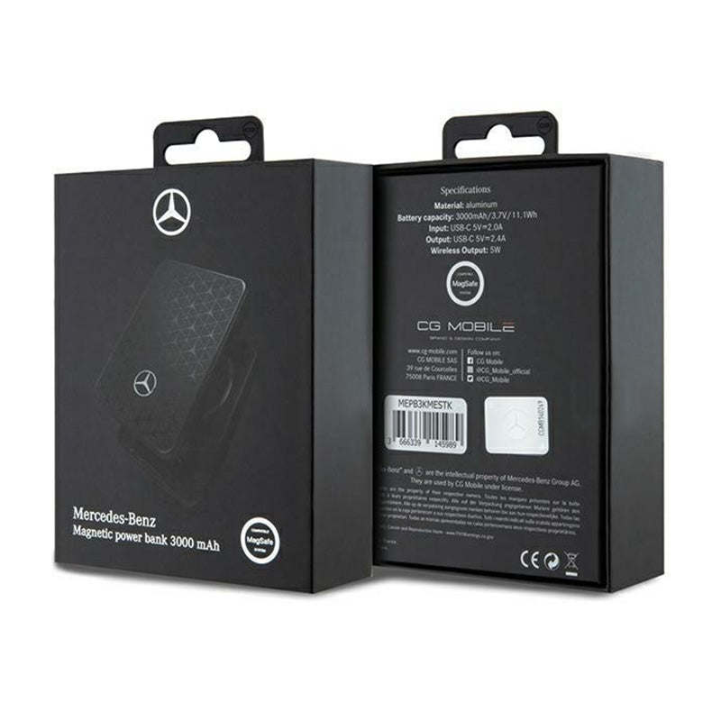 Mercedes Stars Pattern MagSafe – 3000 mAh 5W MagSafe indukcinis išorinis akumuliatorius (juodas)