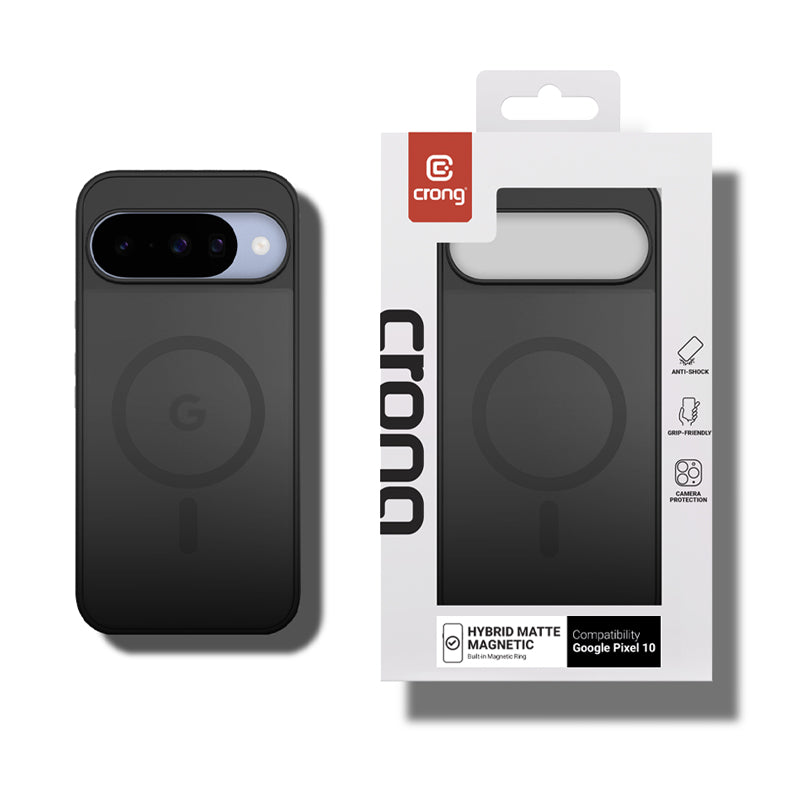 Crong Hybrid Matte Magnetic - MagSafe Google Pixel 10 dėklas (juodas)