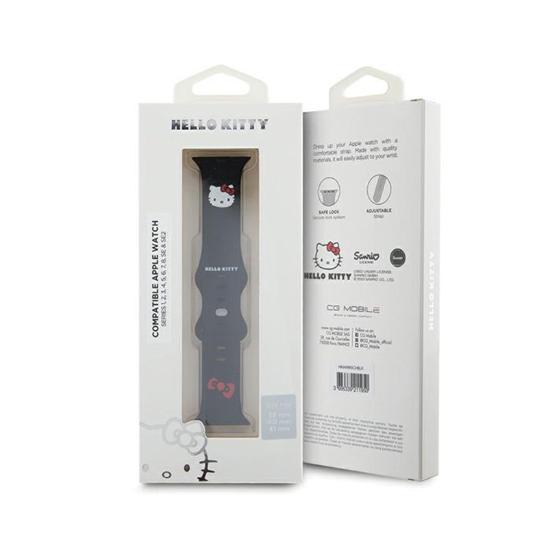 Hello Kitty silikoninis Kitty Head – dirželis Apple Watch 38/40/41 mm (juodas)