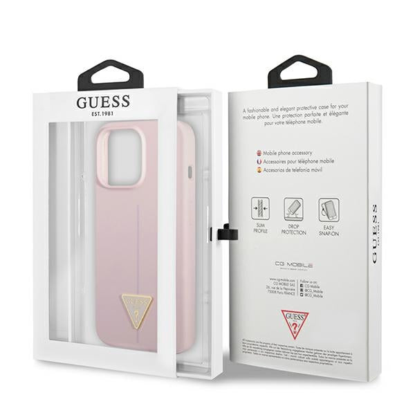 Guess Silicone Triangle Logo – Viršelis, skirtas iPhone 13 Pro Max (violetinė spalva)